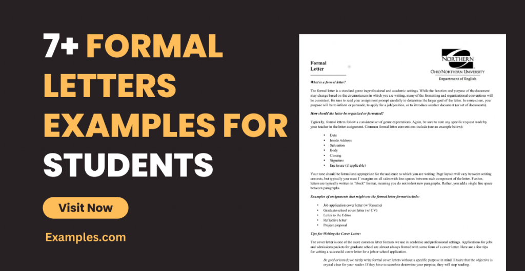 Formal Letters Examples For Students