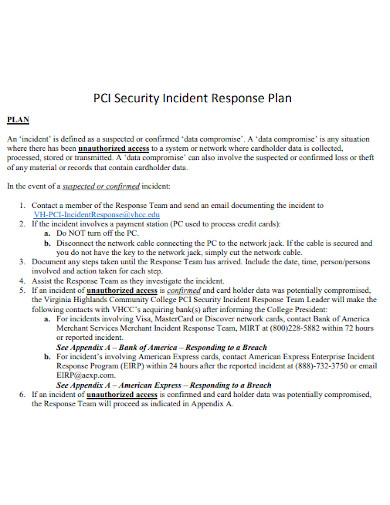 formal security incident response plan