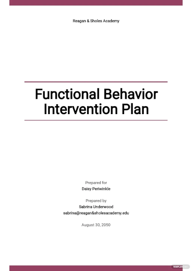functional behavior intervention plan template