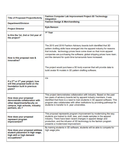 research proposal example fashion