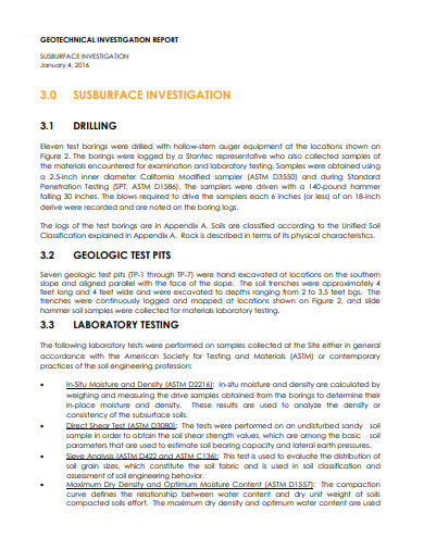geotechnical investigation report
