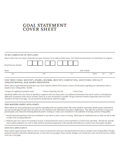 goal statement cover sheet