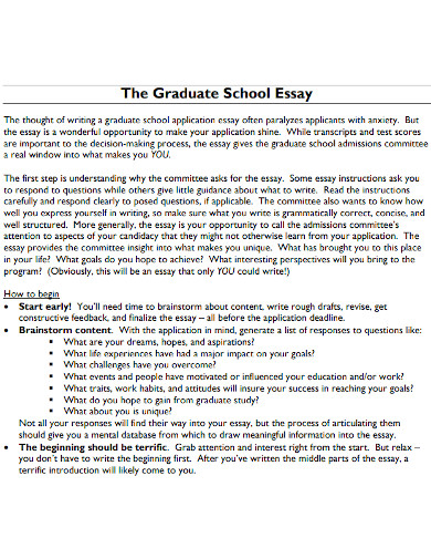 graduate application school essay