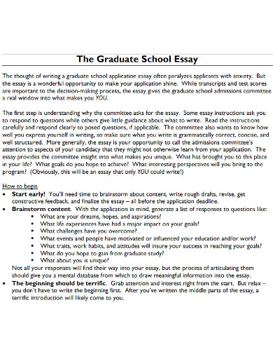 graduate school essay requirements