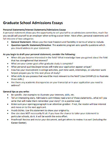 essay for admission to graduate school