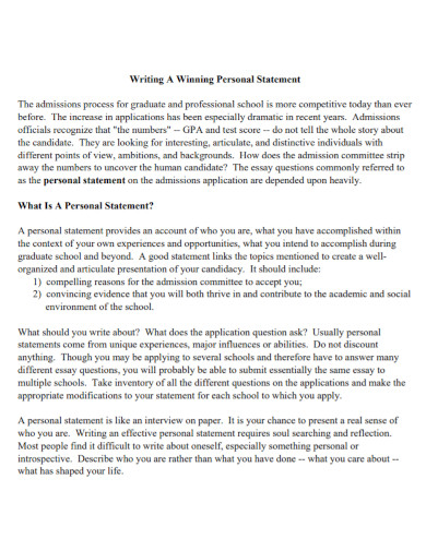 graduate winning personal statement