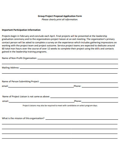 group project proposal application form