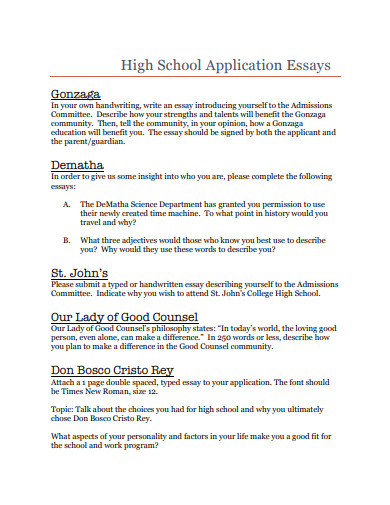 admission school essay