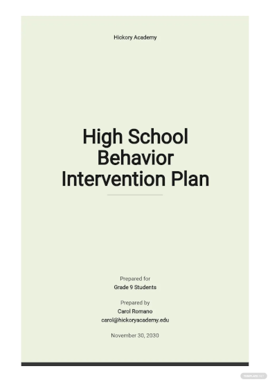 high school behavior intervention plan template