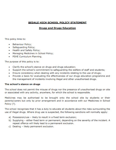 high school policy statement