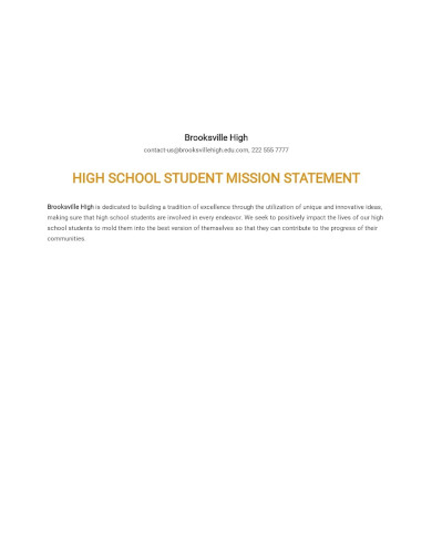 high school student mission statement template