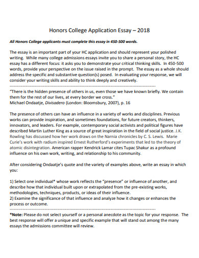 honors college application essay
