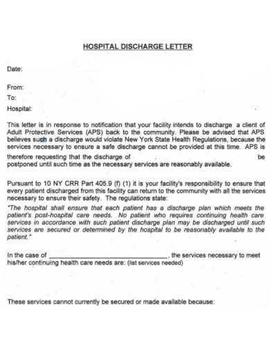 hospital discharge letter template