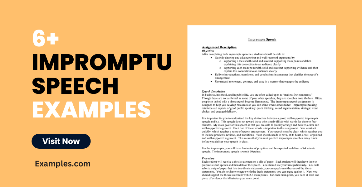 Impromptu Speech - 6+ Examples, Format, Sample | Examples