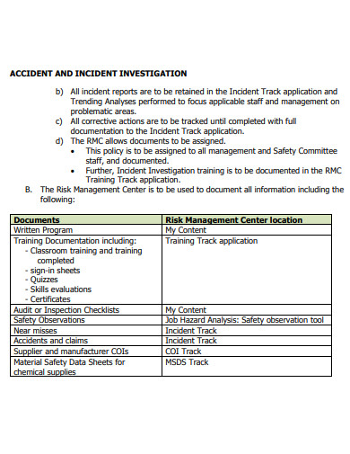 incident and accident investigation analysis