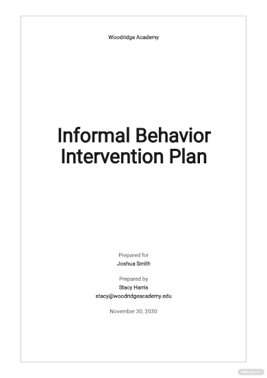 informal behavior intervention plan template