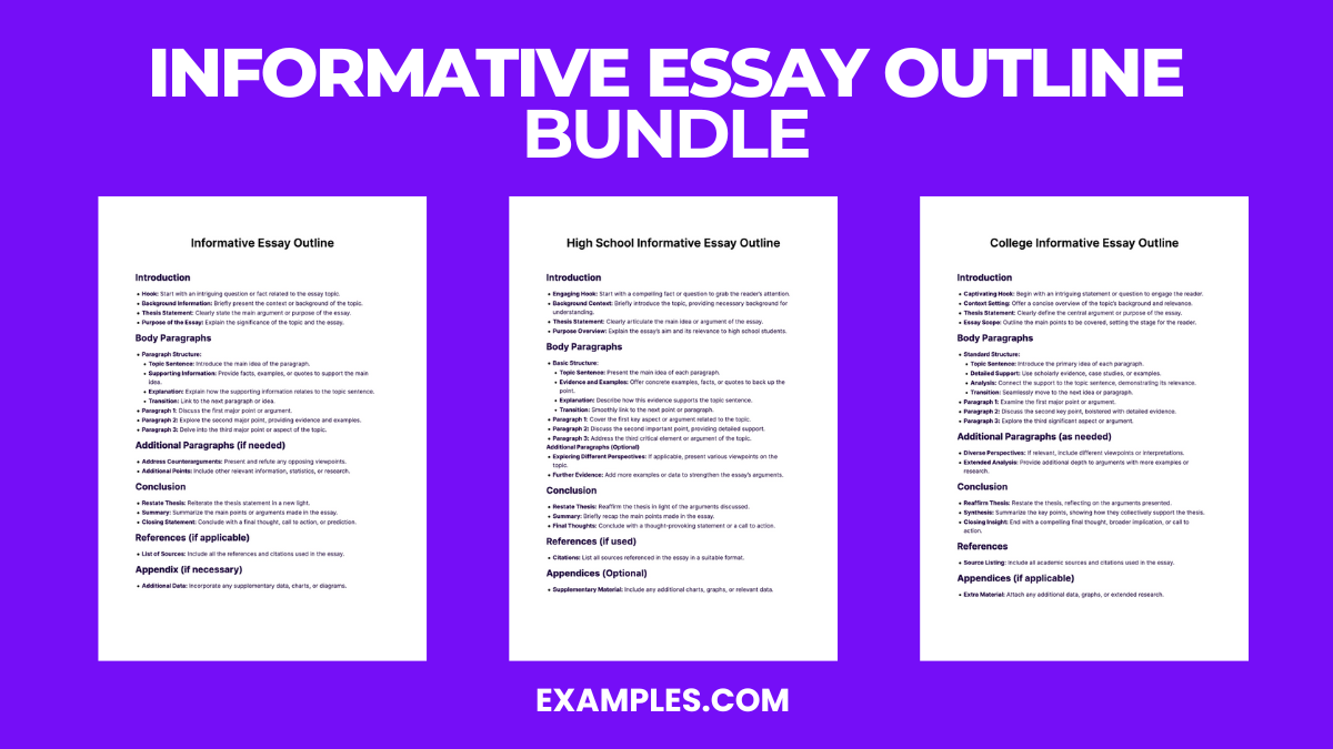 informative essay outline bundle