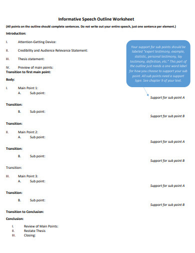 informative speech outline worksheet