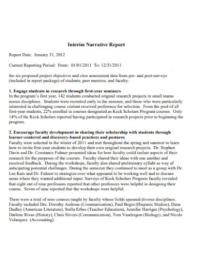 interim narrative report research paper