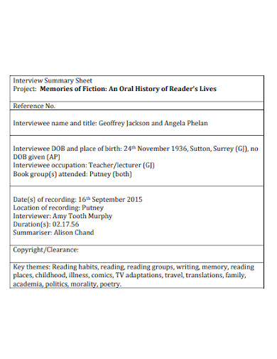 Interview Summary Sheet - 10+ Examples, Format, Pdf, Tips