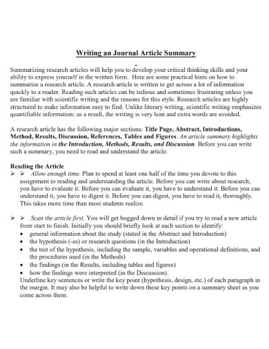 journal article summary example