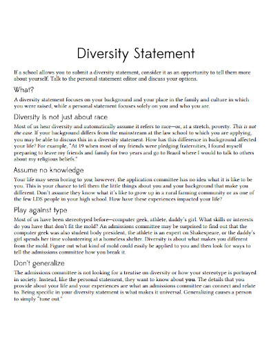 law school diversity statement example