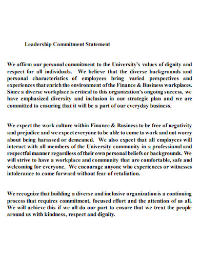 leadership commitment statement