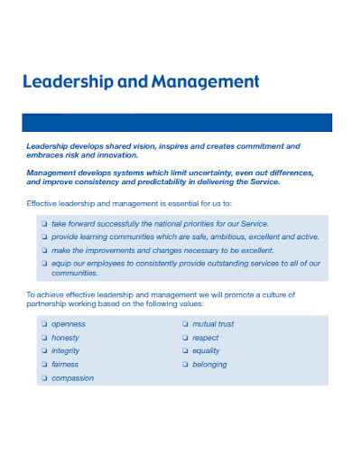 leadership management policy statement