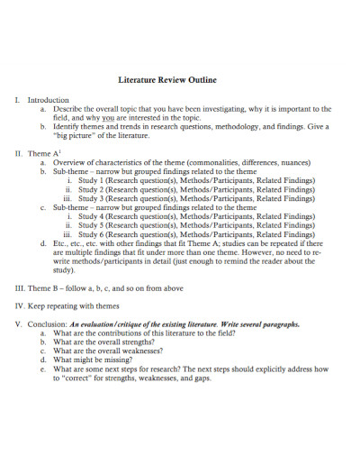 Literature Review Outline 8 Examples Format Pdf