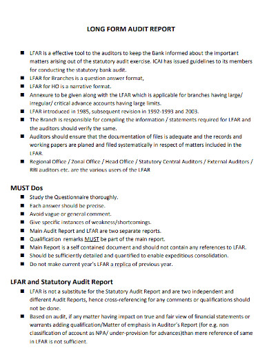 Long Form Audit Report