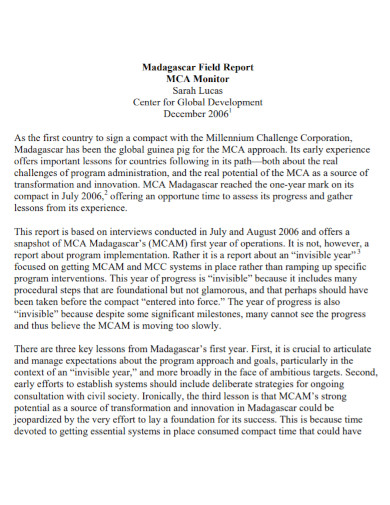 Field Report - 12+ Examples, Format, Pdf | Examples