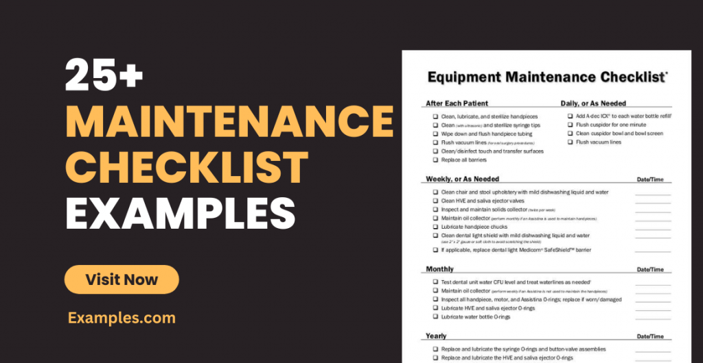 Maintenance Checklist Examples