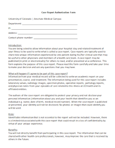 medical case report authorization form