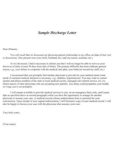 Hospital Discharge Letter 9 Examples Format Sample Examples