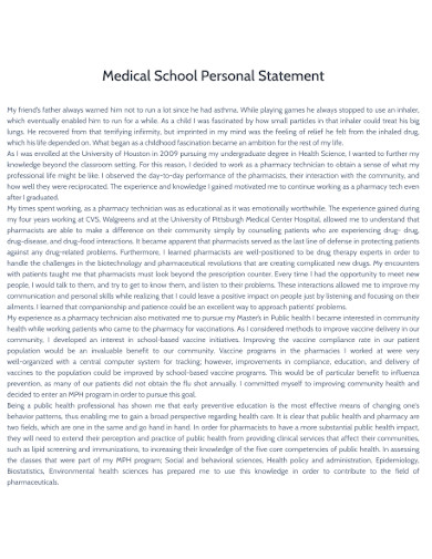 pharmacy school personal essay examples