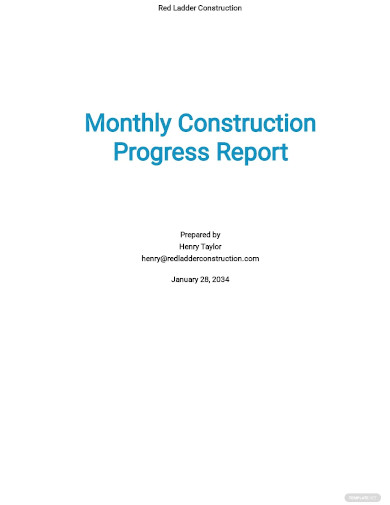 monthly construction progress report template