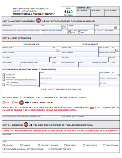 motor vehicle accident report