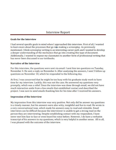 Narrative Interview Report - 3+ Examples, Format, Pdf | Examples