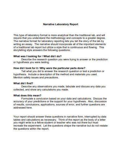 narrative laboratory report essay