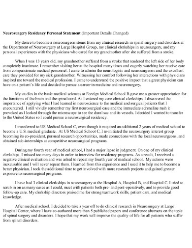 neurosurgery residency personal statement