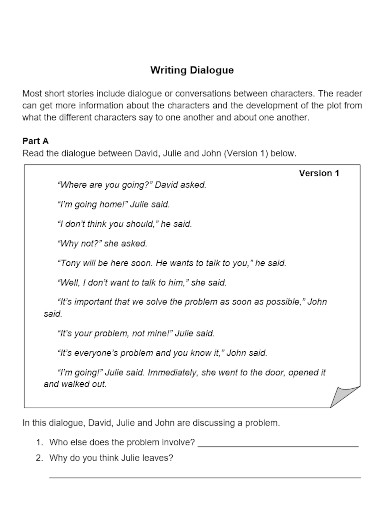 dialogue in writing format