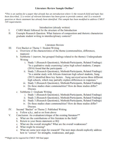 sample apa outline for literature review