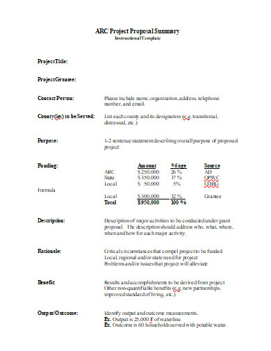 one page project proposal summary