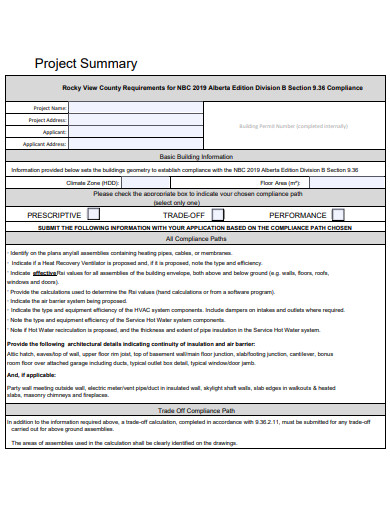 one page project summary in pdf