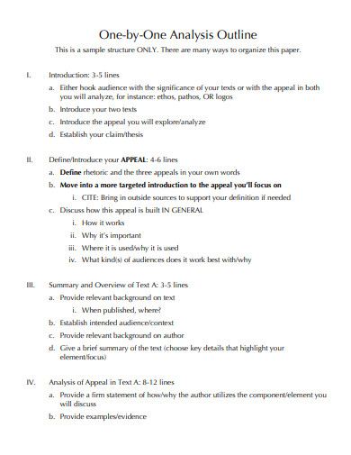 One by One Analysis Paper Outline
