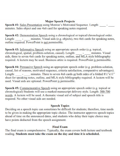 visual aid speech outline example