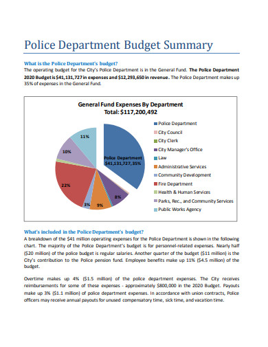 police department budget summary
