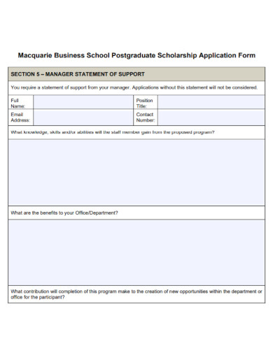 postgraduate business statement form