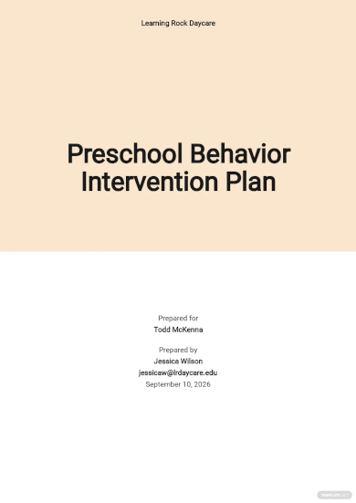 preschool behavior intervention plan template
