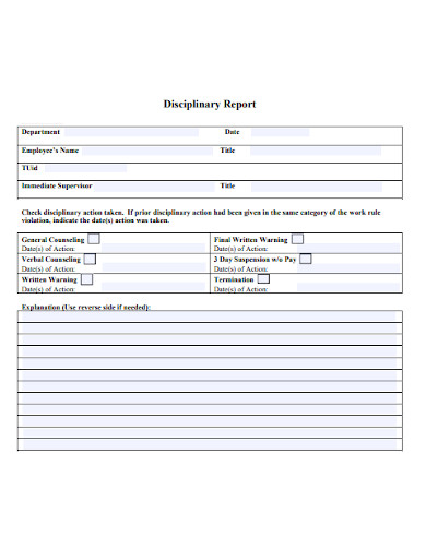printable disciplinary report